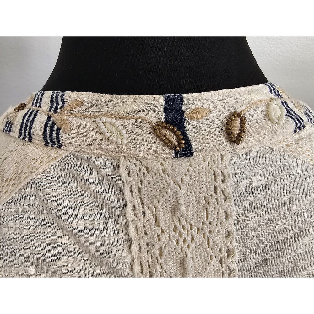 EUC Anthropologie C. Keer Spry Boundary Top Beaded Cotton Button Down Shirt S - Picture 4 of 10